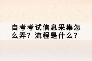 自考考試信息采集怎么弄？流程是什么？