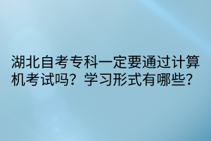 湖北自考?？埔欢ㄒㄟ^計(jì)算機(jī)考試嗎？學(xué)習(xí)形式有哪些？  