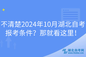 不清楚2024年10月湖北自考報(bào)考條件？那就看這里！
