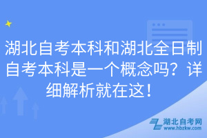 湖北自考本科和湖北全日制自考本科是一個概念嗎？詳細(xì)解析就在這！