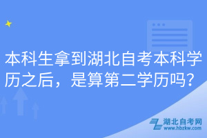 本科生拿到湖北自考本科學(xué)歷之后，是算第二學(xué)歷嗎？