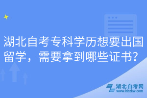 湖北自考?？茖W歷想要出國留學，需要拿到哪些證書？