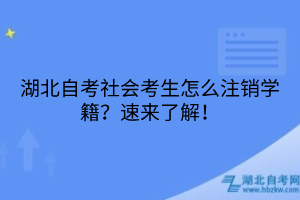 湖北自考社會考生怎么注銷學籍？速來了解！