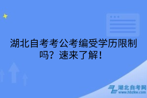 湖北自考考公考編受學(xué)歷限制嗎？速來了解！