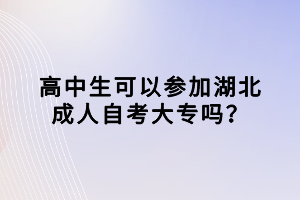 高中生可以參加湖北成人自考大專嗎？