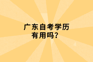廣東自考學(xué)歷有用嗎？