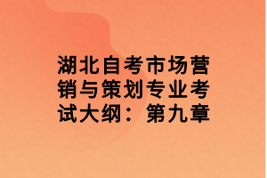湖北自考市場(chǎng)營(yíng)銷與策劃專業(yè)考試大綱：第九章