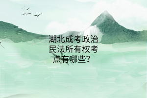 湖北成考政治民法所有權考點有哪些？