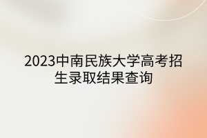 2023中南民族大學(xué)高考招生錄取結(jié)果查詢(xún)