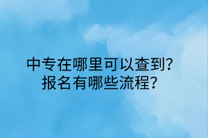 中專在哪里可以查到？報名有哪些流程？