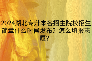 2024湖北專升本各招生院校招生簡(jiǎn)章什么時(shí)候發(fā)布？怎么填報(bào)志愿？(1)
