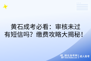 黃石成考必看：審核未過(guò)有短信嗎？繳費(fèi)攻略大揭秘！?