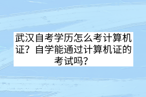 武漢自考學(xué)歷怎么考計(jì)算機(jī)證？自學(xué)能通過(guò)計(jì)算機(jī)證的考試嗎？