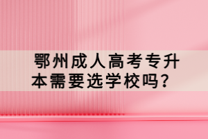  鄂州成人高考專升本需要選學(xué)校嗎？