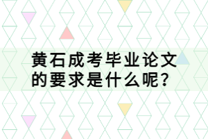 黃石成考畢業(yè)論文的要求是什么呢？