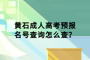 黃石成人高考預(yù)報名號查詢怎么查？