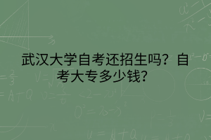 武漢大學(xué)自考還招生嗎？自考大專多少錢？