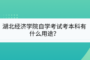 湖北經(jīng)濟(jì)學(xué)院自學(xué)考試考本科有什么用途？