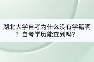 湖北大學(xué)自考為什么沒有學(xué)籍??？自考學(xué)歷能查到嗎？