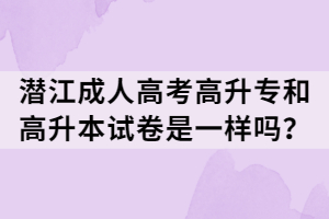 潛江成人高考高升專和高升本試卷是一樣嗎？