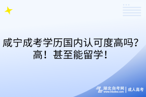 咸寧成考學歷國內認可度高嗎？高！甚至能留學！