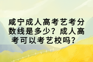 咸寧成人高考藝考分?jǐn)?shù)線是多少？成人高考可以考藝校嗎？ 