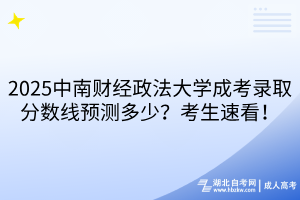 2?025中南財經(jīng)政法大學成考錄取分數(shù)線預測多少？考生速看！