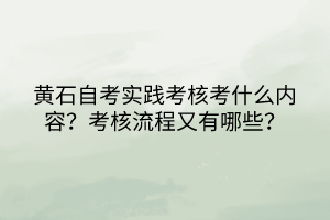 黃石自考實(shí)踐考核考什么內(nèi)容？考核流程又有哪些？