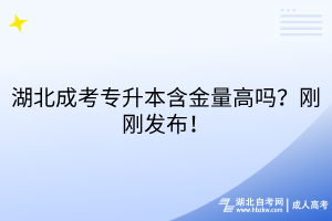 湖北成考專(zhuān)升本含金量高嗎？剛剛發(fā)布！