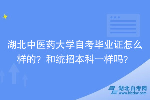 湖北中醫(yī)藥大學(xué)自考畢業(yè)證怎么樣的？和統(tǒng)招本科一樣嗎？