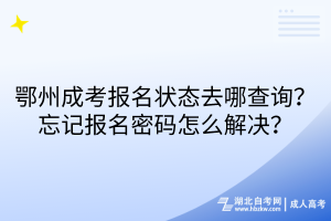 鄂州成考報(bào)名狀態(tài)去哪查詢？忘記報(bào)名密碼怎么解決？