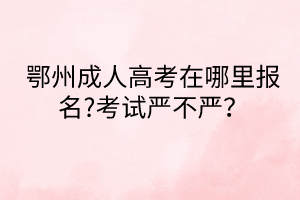 鄂州成人高考在哪里報(bào)名?考試嚴(yán)不嚴(yán)？