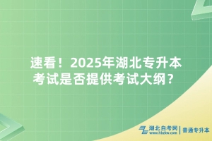 速看！2025年湖北專升本考試是否提供考試大綱？
