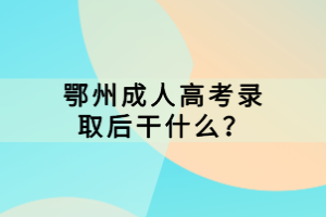 ?鄂州成人高考錄取后干什么？