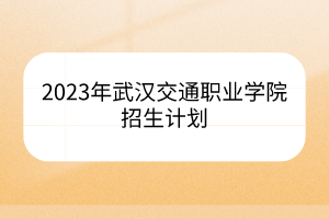 2023年武漢交通職業(yè)學(xué)院招生計(jì)劃