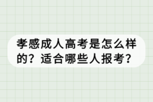 孝感成人高考是怎么樣的？適合哪些人報(bào)考？
