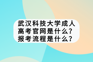 武漢科技大學成人高考官網(wǎng)是什么？報考流程是什么？