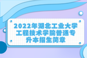2022年湖北工業(yè)大學(xué)工程技術(shù)學(xué)院普通專升本招生簡(jiǎn)章